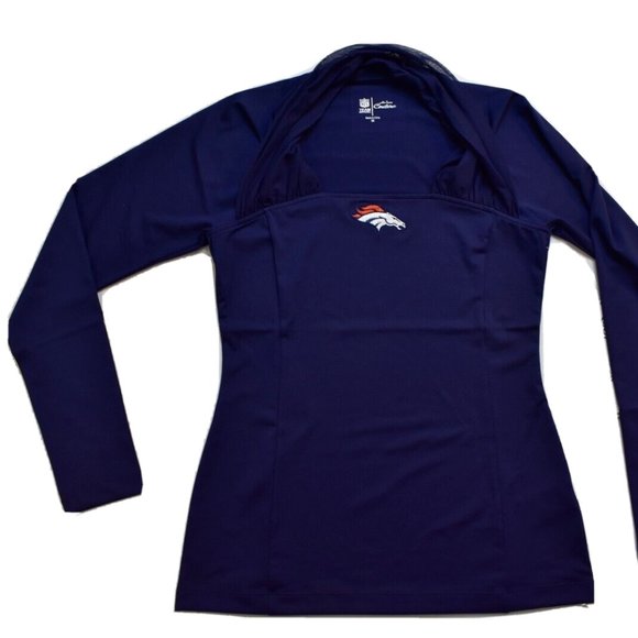 All Sport Couture NFL Womens Denver Broncos Red Zone Blue Shirt New With Tags - Picture 2 of 6